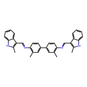 [1,1'-Biphenyl]-4,4'-diamine, 3,3'-dimethyl-N4,N4'-bis[(2-methyl-1H-indol-3-yl)methylene]- structure