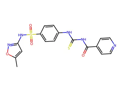 N-[[4-[(5-methyl-1,2-oxazol-3-yl)sulfamoyl]phenyl]carbamothioyl]pyridine-4-carboxamide structure