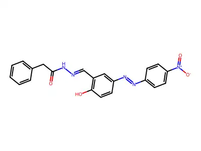 Benzeneacetic acid, 2-[[2-hydroxy-5-[2-(4-nitrophenyl)diazenyl]phenyl]methylene]hydrazide structure