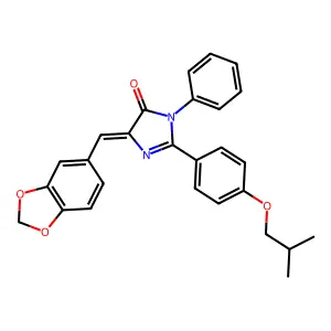(5E)-5-(1,3-benzodioxol-5-ylmethylidene)-2-[4-(2-methylpropoxy)phenyl]-3-phenylimidazol-4-one structure