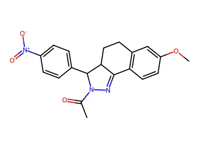 1-[7-Methoxy-3-(4-nitrophenyl)-3,3a,4,5-tetrahydrobenzo[g]indazol-2-yl]ethanone structure