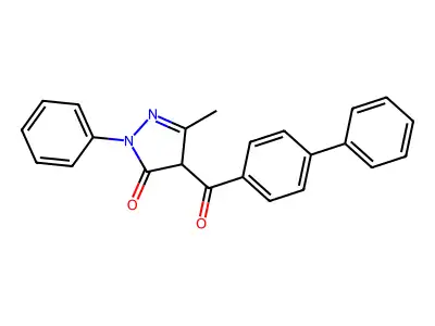 5-methyl-2-phenyl-4-(4-phenylbenzoyl)-4H-pyrazol-3-one structure