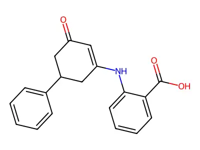 2-((3-Oxo-5-phenylcyclohex-1-enyl)amino)benzoic acid structure