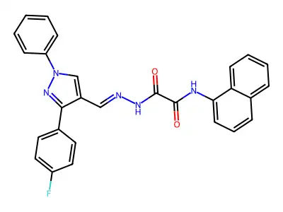 N'-[[3-(4-fluorophenyl)-1-phenylpyrazol-4-yl]methylideneamino]-N-naphthalen-1-yloxamide structure