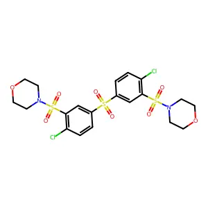 4-[2-chloro-5-(4-chloro-3-morpholin-4-ylsulfonylphenyl)sulfonylphenyl]sulfonylmorpholine structure