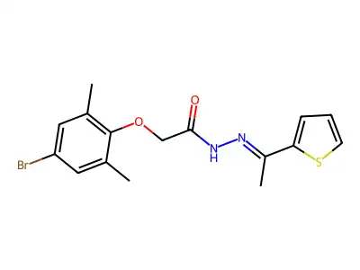2-(4-bromo-2,6-dimethylphenoxy)-N-[(E)-1-thiophen-2-ylethylideneamino]acetamide structure