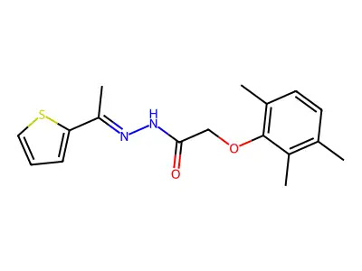 N-[(E)-1-thiophen-2-ylethylideneamino]-2-(2,3,6-trimethylphenoxy)acetamide structure