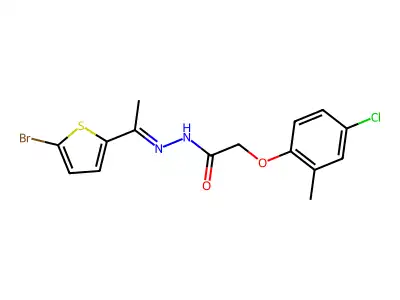 N'-[(1E)-1-(5-bromothiophen-2-yl)ethylidene]-2-(4-chloro-2-methylphenoxy)acetohydrazide structure