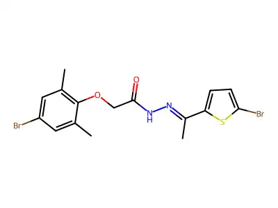 2-(4-bromo-2,6-dimethylphenoxy)-N'-[(1E)-1-(5-bromothiophen-2-yl)ethylidene]acetohydrazide structure