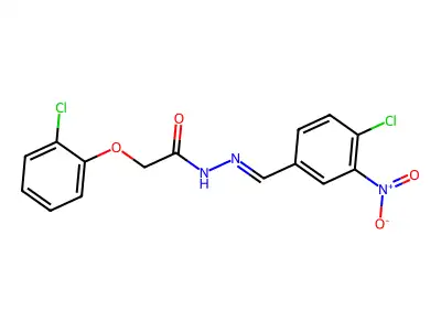 N-[(4-chloro-3-nitrophenyl)methylideneamino]-2-(2-chlorophenoxy)acetamide structure