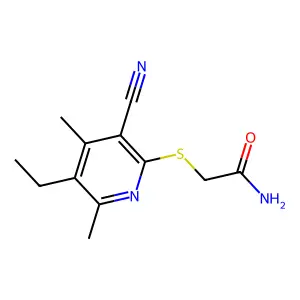 2-[(3-Cyano-5-ethyl-4,6-dimethyl-2-pyridinyl)thio]acetamide structure