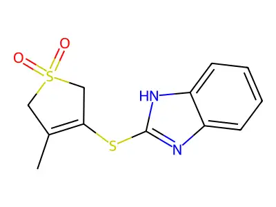 2-[(4-Methyl-1,1-dioxido-2,5-dihydro-3-thienyl)thio]-1h-benzimidazole structure