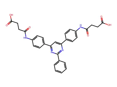 4,4'-[(2-phenylpyrimidine-4,6-diyl)bis(benzene-4,1-diylimino)]bis(4-oxobutanoic acid) structure