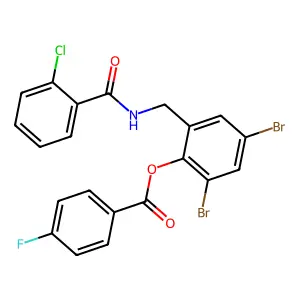 [2,4-Dibromo-6-[[(2-chlorobenzoyl)amino]methyl]phenyl] 4-fluorobenzoate structure