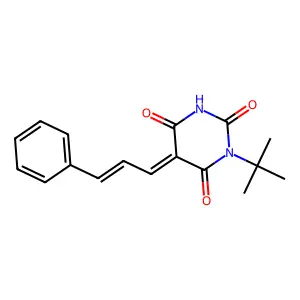 (5E)-1-tert-butyl-5-[(E)-3-phenylprop-2-enylidene]-1,3-diazinane-2,4,6-trione structure