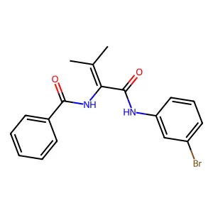 N-[1-(3-bromoanilino)-3-methyl-1-oxobut-2-en-2-yl]benzamide structure
