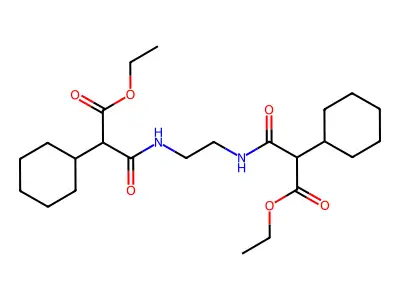 Diethyl 3,3'-(ethane-1,2-diyldiimino)bis(2-cyclohexyl-3-oxopropanoate) structure