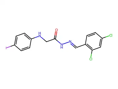 N-[(2,4-dichlorophenyl)methylideneamino]-2-(4-iodoanilino)acetamide structure
