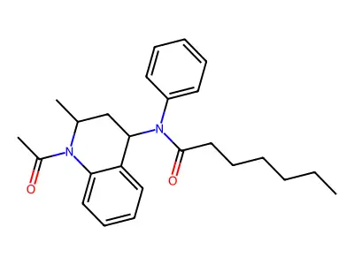 N-(1-acetyl-2-methyl-3,4-dihydro-2H-quinolin-4-yl)-N-phenylheptanamide structure