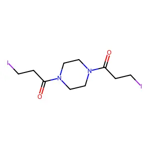 1,1'-Piperazine-1,4-diylbis(3-iodopropan-1-one) structure