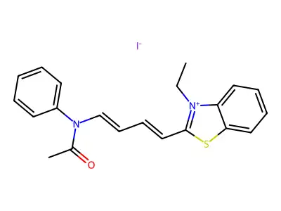Benzothiazolium, 2-[4-(acetylphenylamino)-1,3-butadien-1-yl]-3-ethyl-, iodide (1:1) structure