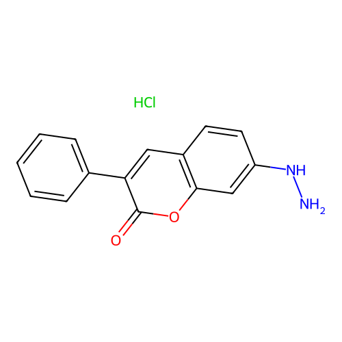 7-Hydrazino-3-phenyl-2-benzopyrone monohydrochloride structure