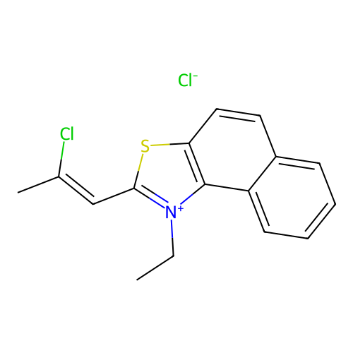 Naphtho(1,2-d)thiazolium, 2-(2-chloro-1-propenyl)-1-ethyl-, chloride structure