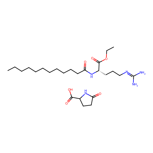 Pyrrolidone carboxylic acid ethyl lauroyl arginate structure