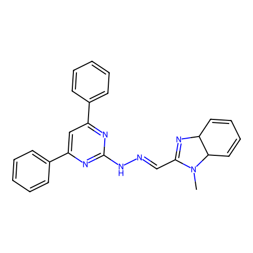 1-methyl-3a,7a-dihydro-1H-benzimidazole-2-carbaldehyde (4,6-diphenyl-2-pyrimidinyl)hydrazone structure