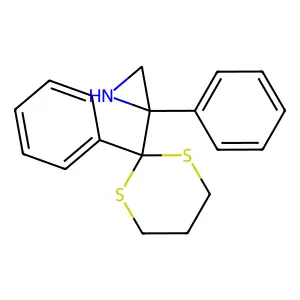 2-Phenyl-2-(2-phenyl-1,3-dithian-2-yl)aziridine structure
