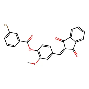 4-[(1,3-dioxo-1,3-dihydro-2H-inden-2-ylidene)methyl]-2-methoxyphenyl 3-bromobenzoate structure
