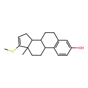 17-beta-Thiomethyl-delta(sup 1,3,5)-16-estratetrene structure