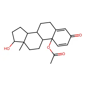 17-Hydroxy-3-oxoestra-1,4-dien-10-yl acetate structure