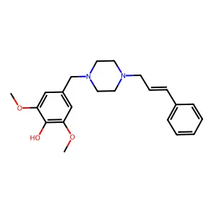 2,6-dimethoxy-4-[[4-[(E)-3-phenylprop-2-enyl]piperazin-1-yl]methyl]phenol structure