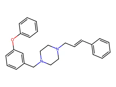 1-[(3-phenoxyphenyl)methyl]-4-[(E)-3-phenylprop-2-enyl]piperazine structure