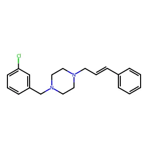 1-[(3-chlorophenyl)methyl]-4-[(E)-3-phenylprop-2-enyl]piperazine structure