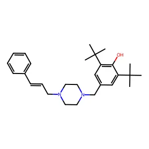 2,6-di-tert-butyl-4-({4-[(2E)-3-phenylprop-2-en-1-yl]piperazin-1-yl}methyl)phenol structure