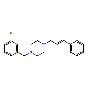 1-[(3-bromophenyl)methyl]-4-[(E)-3-phenylprop-2-enyl]piperazine structure