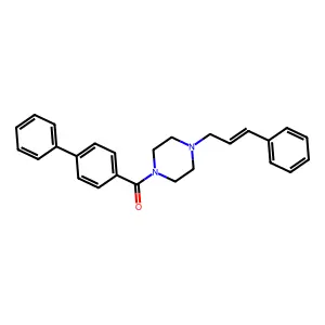 (4-phenylphenyl)-[4-[(E)-3-phenylprop-2-enyl]piperazin-1-yl]methanone structure