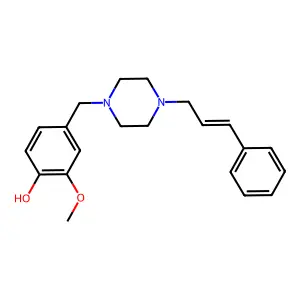 2-methoxy-4-[[4-[(E)-3-phenylprop-2-enyl]piperazin-1-yl]methyl]phenol structure