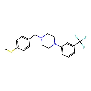 1-[(4-Methylsulfanylphenyl)methyl]-4-[3-(trifluoromethyl)phenyl]piperazine structure