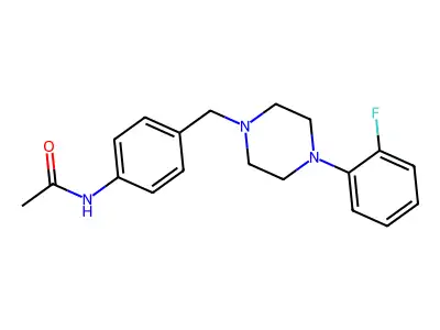 N-[4-[[4-(2-fluorophenyl)piperazin-1-yl]methyl]phenyl]acetamide structure