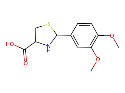 2-(3,4-Dimethoxyphenyl)-1,3-thiazolidine-4-carboxylic acid structure