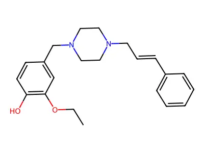 2-ethoxy-4-[[4-[(E)-3-phenylprop-2-enyl]piperazin-1-yl]methyl]phenol structure