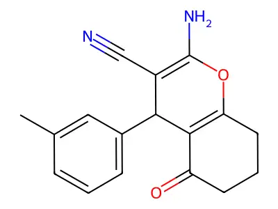 2-amino-4-(3-methylphenyl)-5-oxo-5,6,7,8-tetrahydro-4H-chromene-3-carbonitrile structure