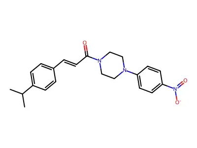 (E)-1-[4-(4-nitrophenyl)piperazin-1-yl]-3-(4-propan-2-ylphenyl)prop-2-en-1-one structure