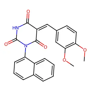 (5Z)-5-[(3,4-dimethoxyphenyl)methylidene]-1-naphthalen-1-yl-1,3-diazinane-2,4,6-trione structure