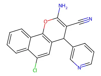 2-amino-6-chloro-4-(pyridin-3-yl)-4H-benzo[h]chromene-3-carbonitrile structure