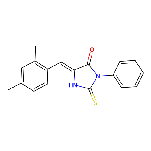 Hydantoin, 5-(2,4-dimethylbenzylidene)-3-phenyl-2-thio- structure