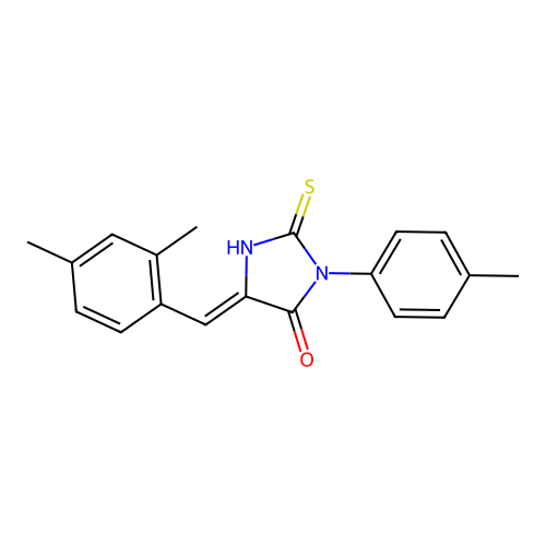 Hydantoin, 5-(2,4-dimethylbenzylidene)-2-thio-3-(p-tolyl)- structure